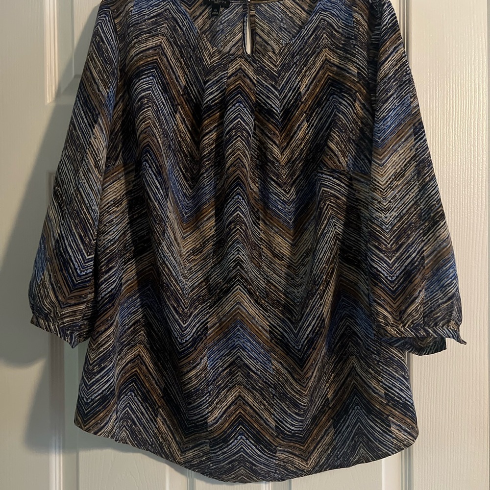 Talbots Chevron Blouse - Blue and Brown